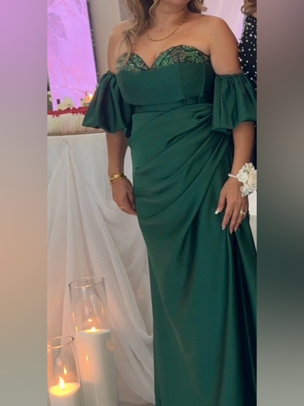 Green Off-Shoulder Maxi Dress Like New